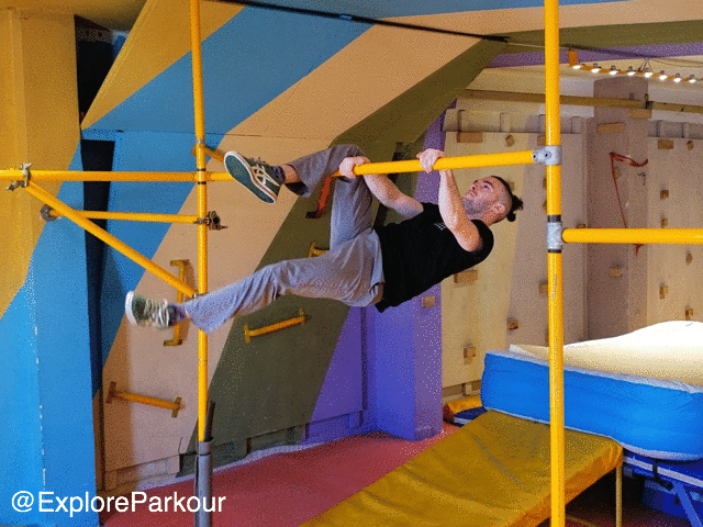 Front Angle Leg up climb on bar